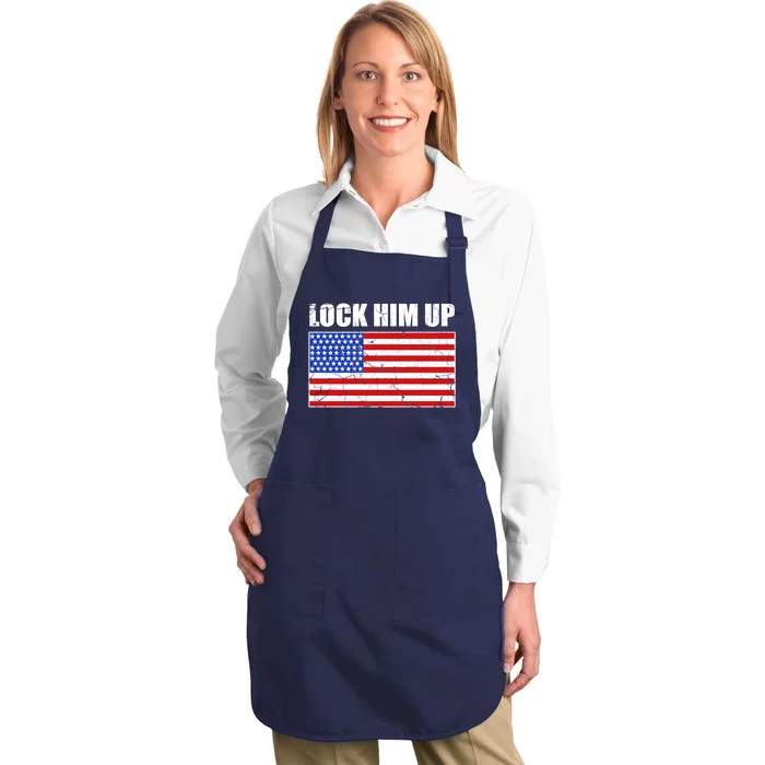 Lock Him Up Resist USA Flag Anti Trump Full-Length Apron With Pocket