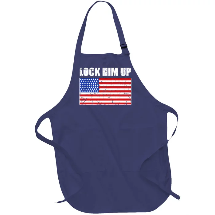 Lock Him Up Resist USA Flag Anti Trump Full-Length Apron With Pocket