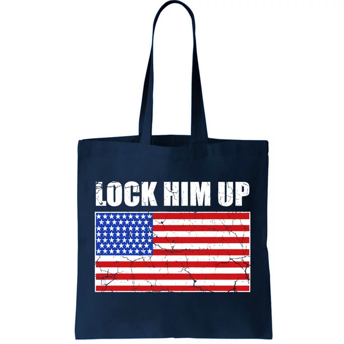 Lock Him Up Resist USA Flag Anti Trump Tote Bag