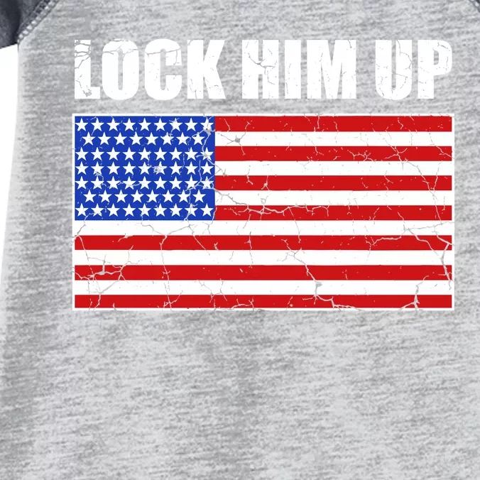 Lock Him Up Resist USA Flag Anti Trump Infant Baby Jersey Bodysuit