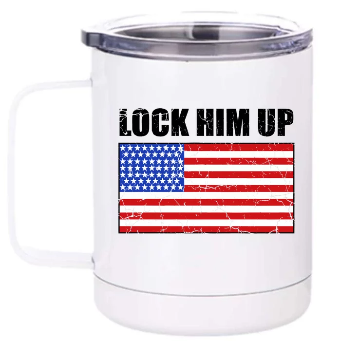 Lock Him Up Resist USA Flag Anti Trump Front & Back 12oz Stainless Steel Tumbler Cup