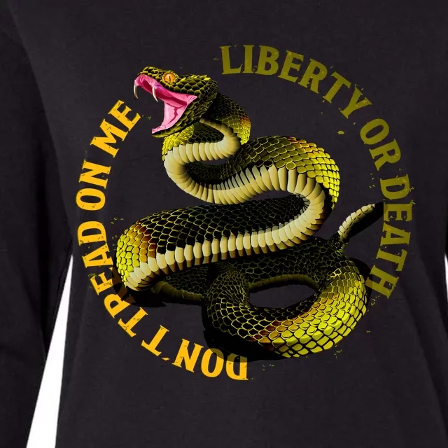 Liberty Or Death Dont Tread On Me Snake Womens Cotton Relaxed Long Sleeve T-Shirt