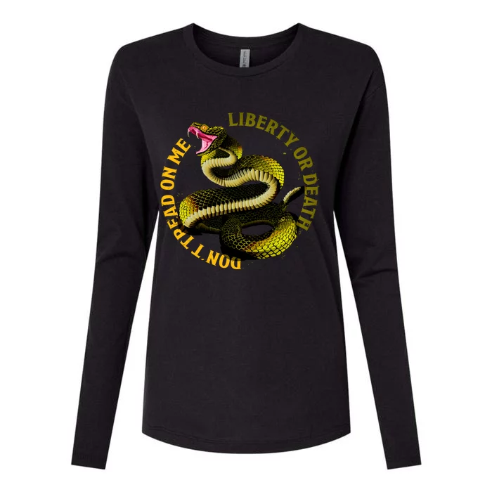 Liberty Or Death Dont Tread On Me Snake Womens Cotton Relaxed Long Sleeve T-Shirt