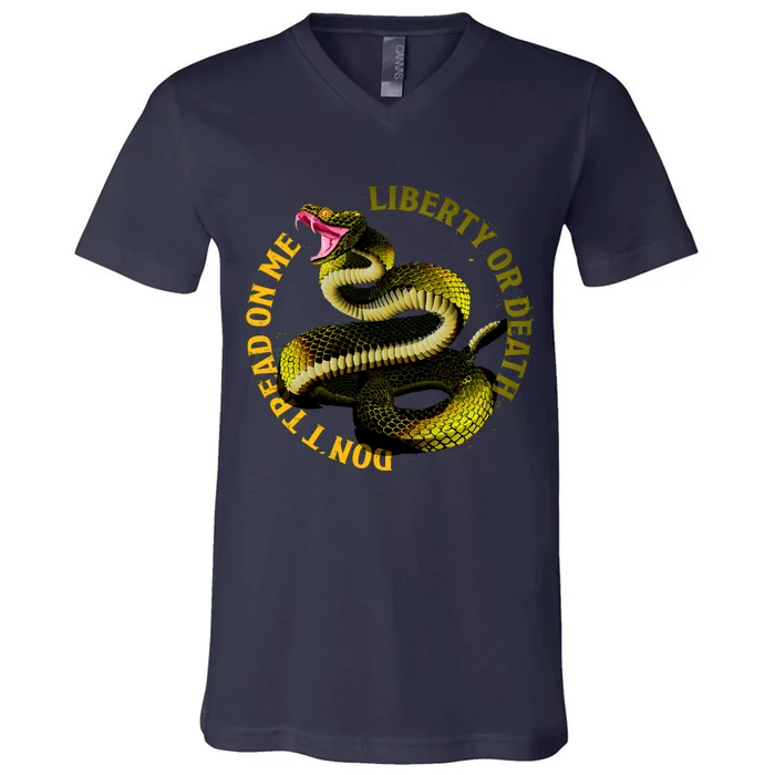 Liberty Or Death Dont Tread On Me Snake V-Neck T-Shirt