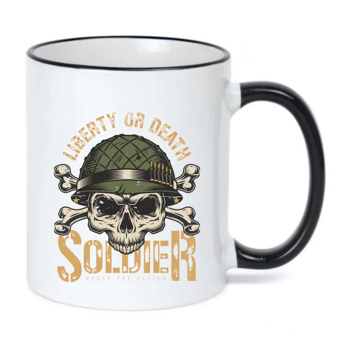 Liberty Or Death Soldier Honor The Fallen Veterans Pride Gift Black Color Changing Mug