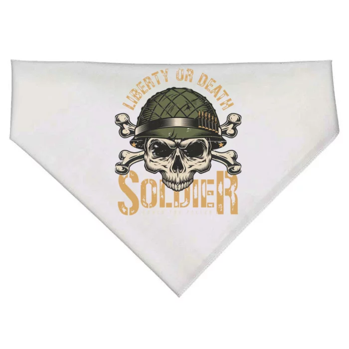 Liberty Or Death Soldier Honor The Fallen Veterans Pride Gift USA-Made Doggie Bandana