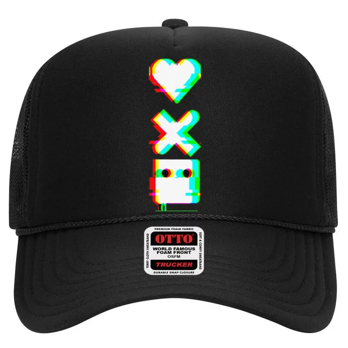 Love of Death and Robots Glitch High Crown Mesh Trucker Hat