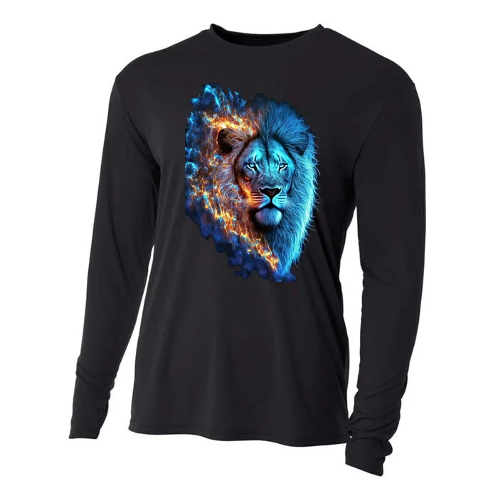 Lion On Fire Cool Graphic Cooling Performance Long Sleeve Crew