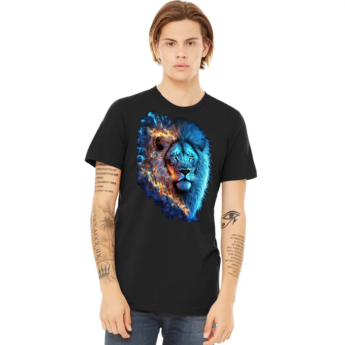 Lion On Fire Cool Graphic Premium T-Shirt