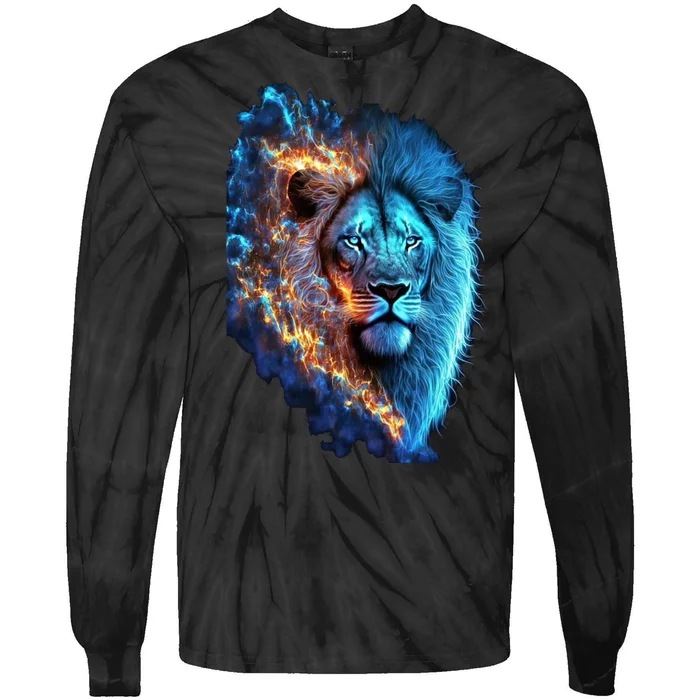 Lion On Fire Cool Graphic Tie-Dye Long Sleeve Shirt