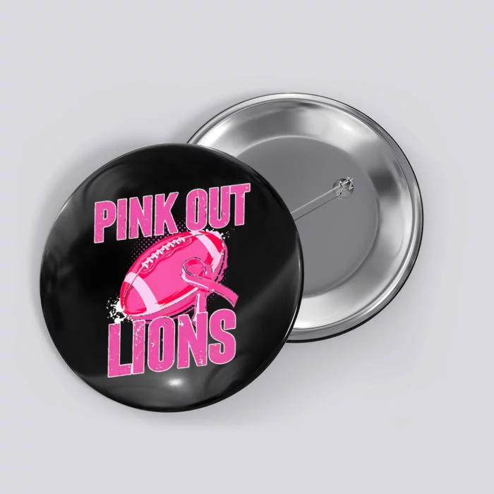 Lions Out Football Tackle Breast Cancer Button