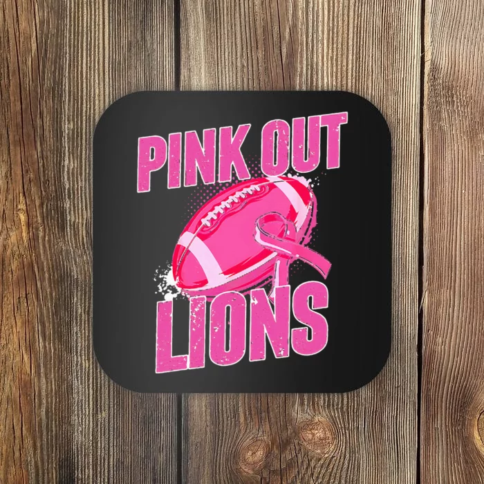 Lions Out Football Tackle Breast Cancer Coaster