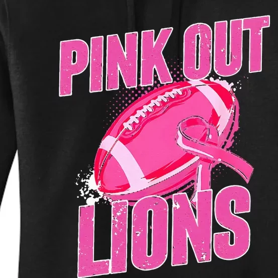 Lions Out Football Tackle Breast Cancer Women's Pullover Hoodie