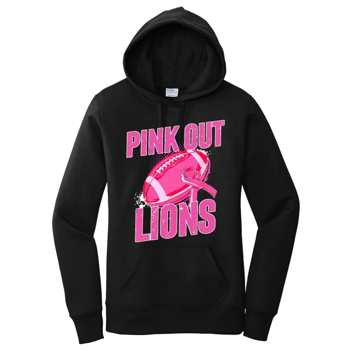 Lions Out Football Tackle Breast Cancer Women's Pullover Hoodie