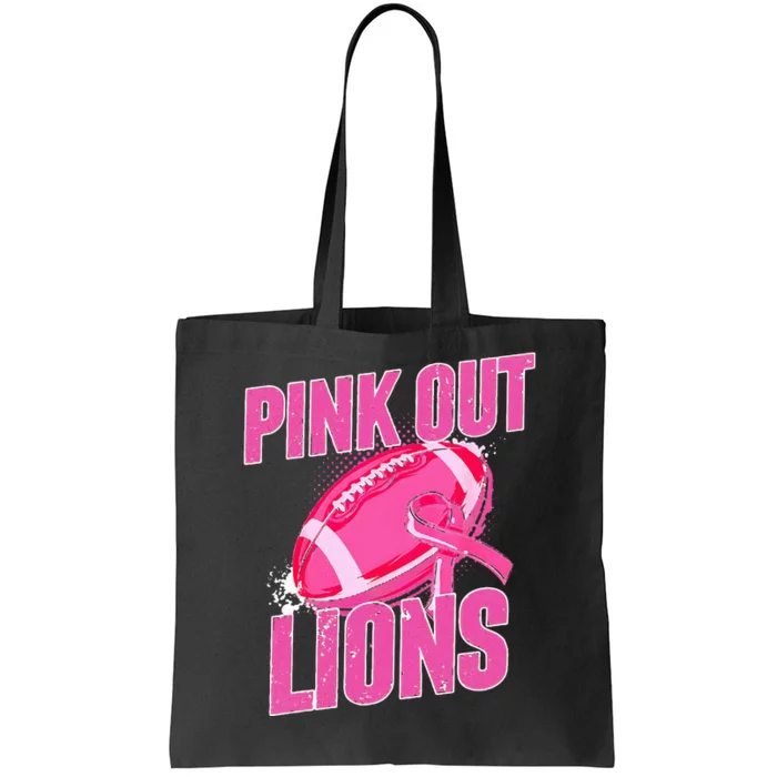 Lions Out Football Tackle Breast Cancer Tote Bag