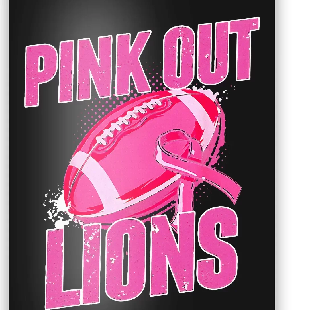 Lions Out Football Tackle Breast Cancer Poster