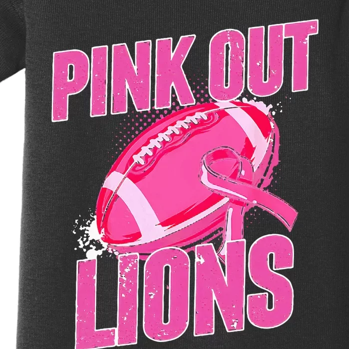 Lions Out Football Tackle Breast Cancer Baby Bodysuit