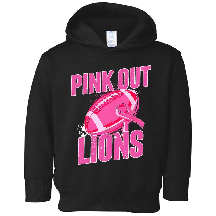 Lions Out Football Tackle Breast Cancer Toddler Hoodie