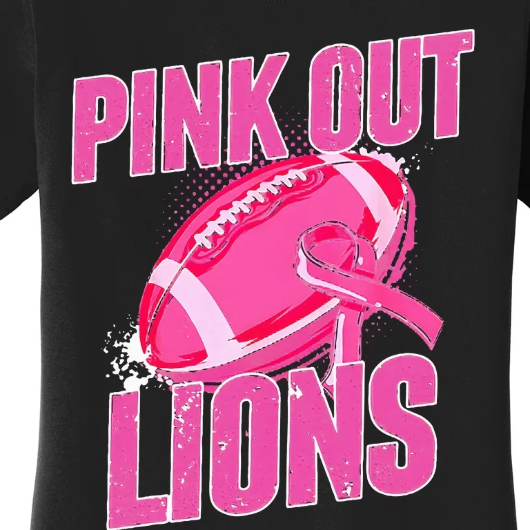 Lions Out Football Tackle Breast Cancer Women's T-Shirt