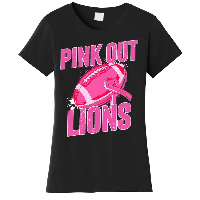 Lions Out Football Tackle Breast Cancer Women's T-Shirt