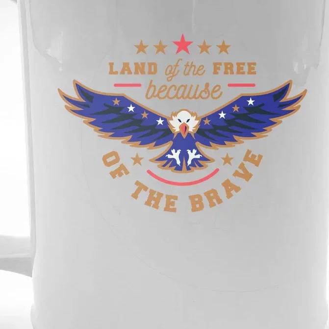 Land Of Free Because Of The Brave Usa Eagle Gift Front & Back Beer Stein