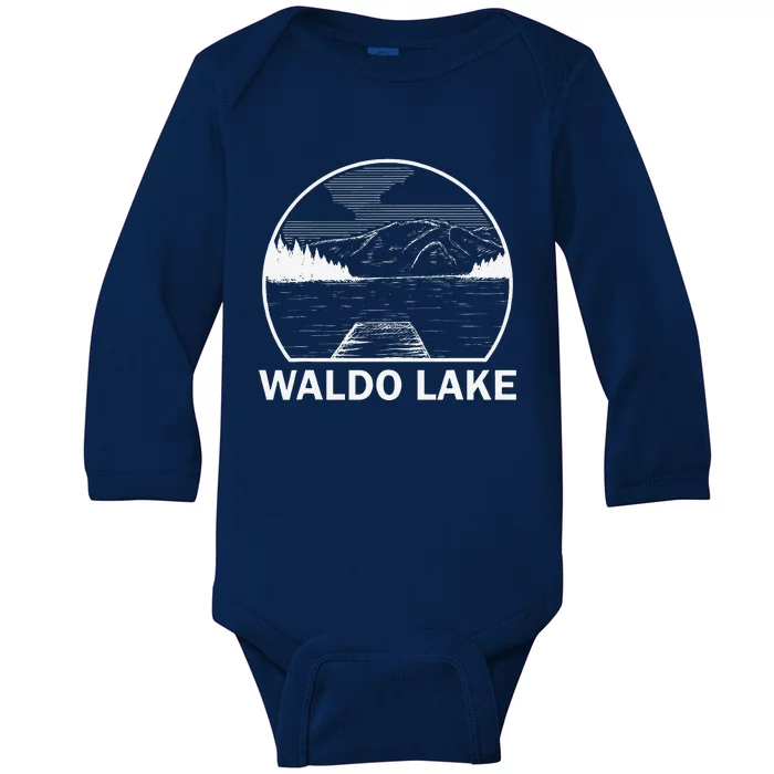 Lake Oregon Funny Fishing Camping Summer Gift Baby Long Sleeve Bodysuit