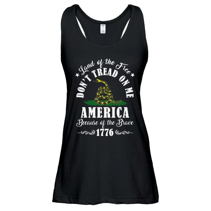 Land Of Free Don’T Tread On Me American Because Of The Brave Ladies Essential Flowy Tank