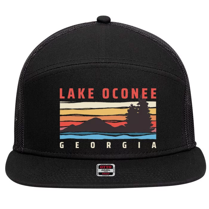 Lake Oconee Georgia 7 Panel Mesh Trucker Snapback Hat