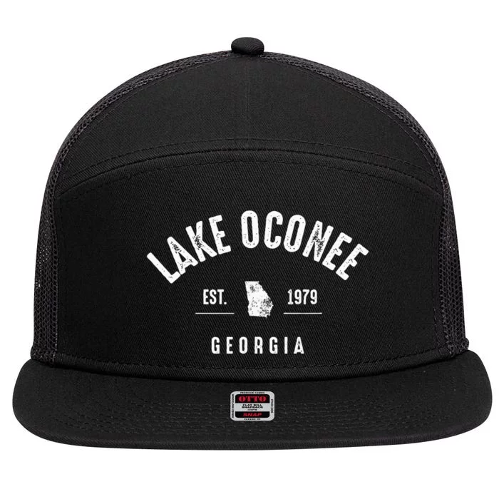 Lake Oconee Georgia 7 Panel Mesh Trucker Snapback Hat