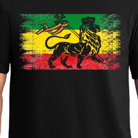 Lion Of Judah Rasta Ethiopian Reggae Old Ethiopia Flag Fan Gift Pajama Set