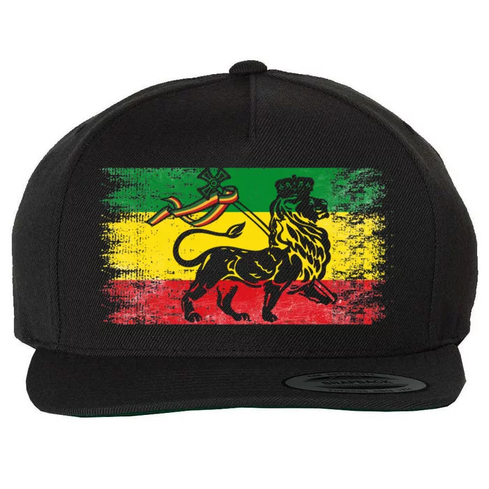 Lion Of Judah Rasta Ethiopian Reggae Old Ethiopia Flag Fan Gift Wool Snapback Cap