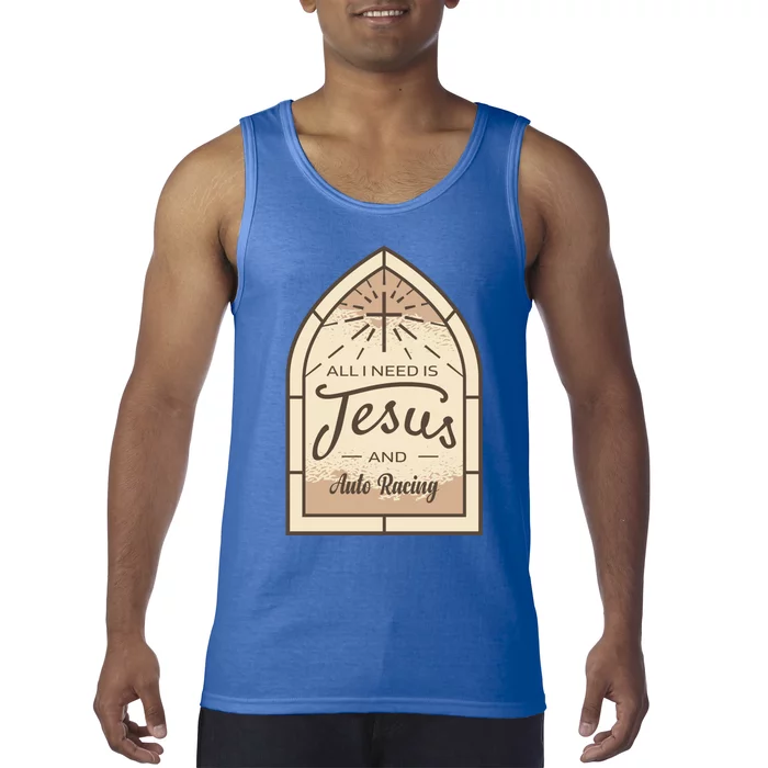 Lover Of Jesus And Auto Racing Fan Gift Tank Top