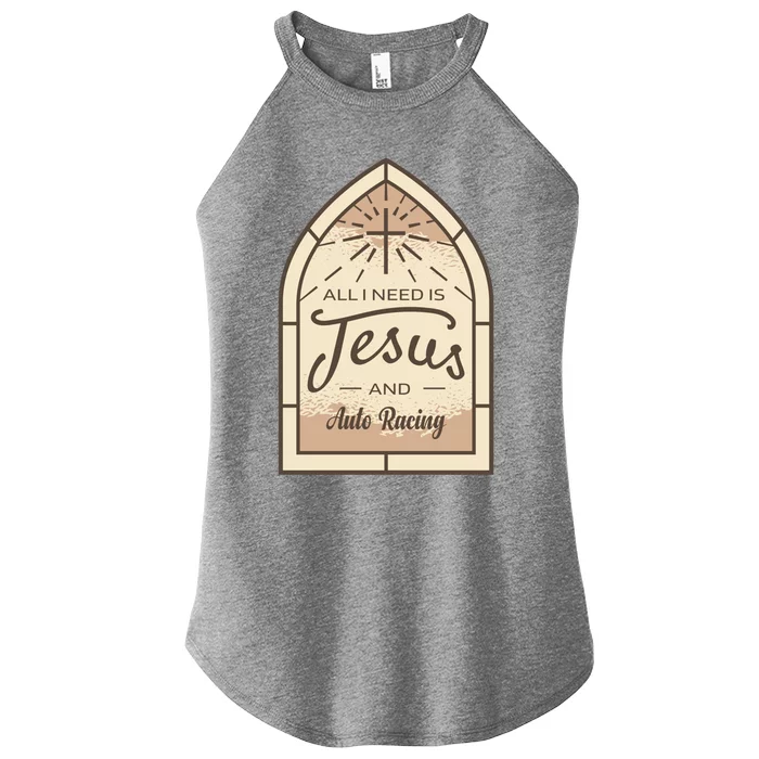 Lover Of Jesus And Auto Racing Fan Gift Women’s Perfect Tri Rocker Tank