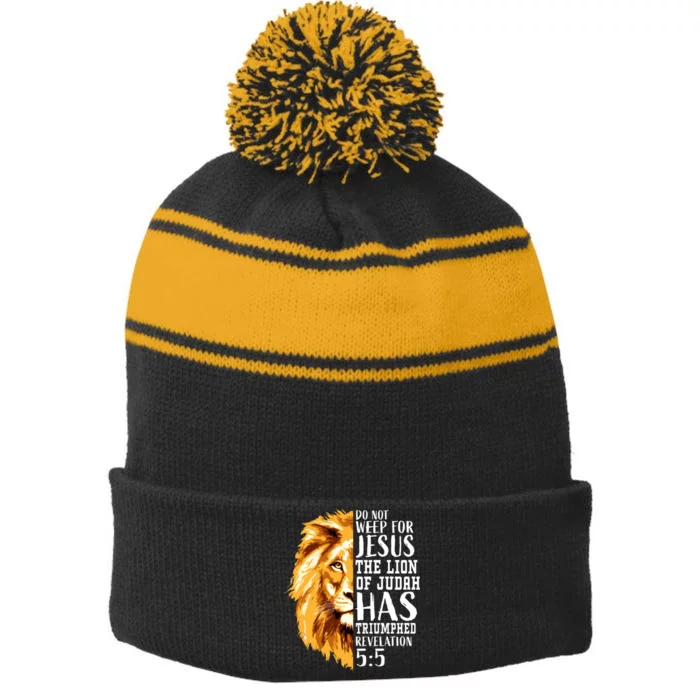 Lion Of Judah Christian Religious Verse Sayings Gift Men Him 31 Stripe Pom Pom Beanie