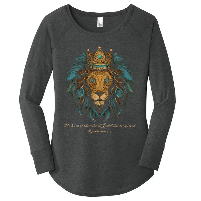 Lion Of Judah Jesus Revelation Bible Verse Christian Women's Perfect Tri Tunic Long Sleeve Shirt