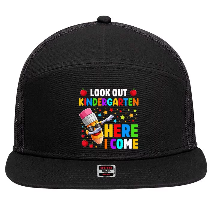 Look Out kindergarten Here I Come Back To School 7 Panel Mesh Trucker Snapback Hat