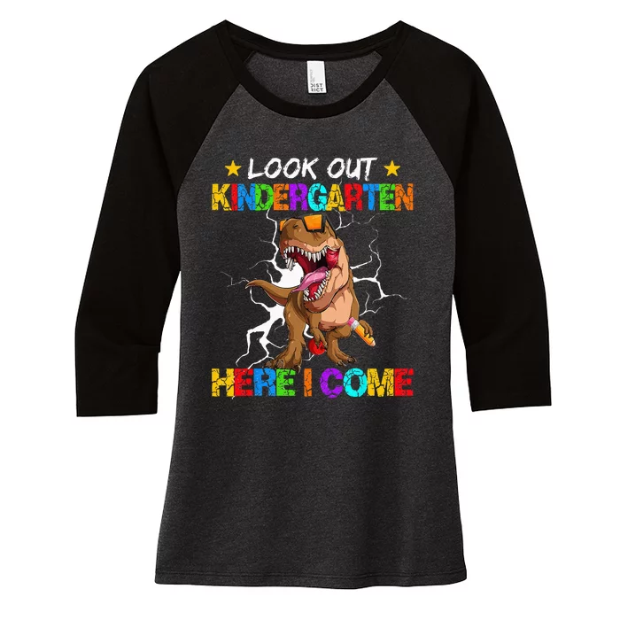 Look Out Kindergarten Here I Come Back To School Women's Tri-Blend 3/4-Sleeve Raglan Shirt