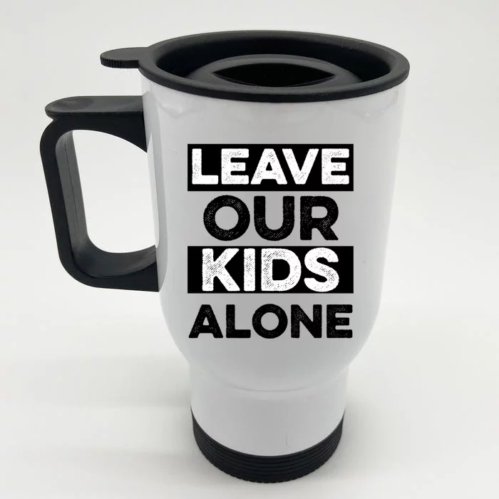 Leave Our Kids Alone Vintage USA Flag Tee Front & Back Stainless Steel Travel Mug