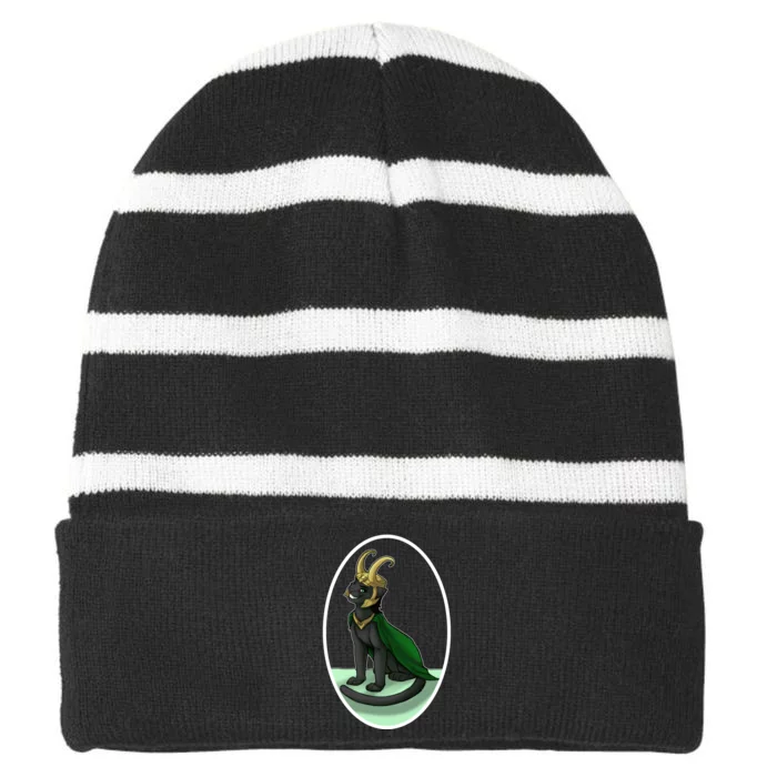 Lokikitty Striped Beanie with Solid Band