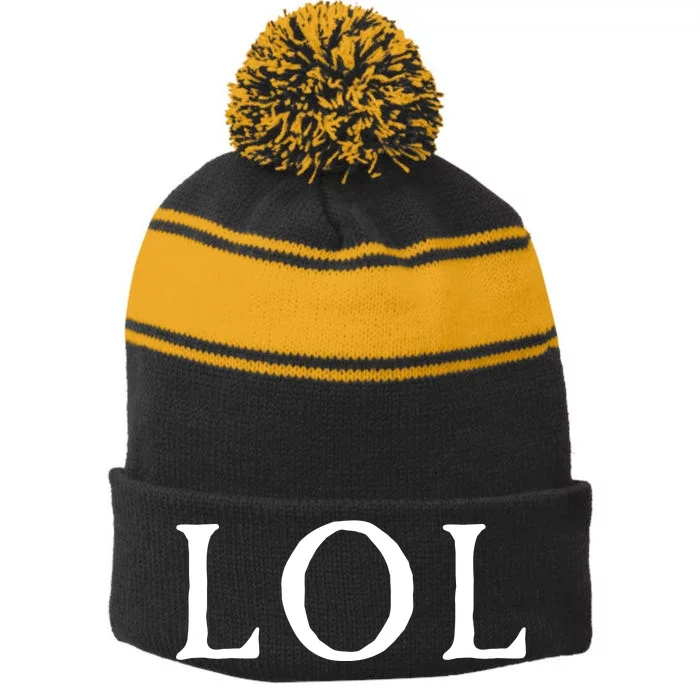 LOL Laugh Out Loud Stripe Pom Pom Beanie