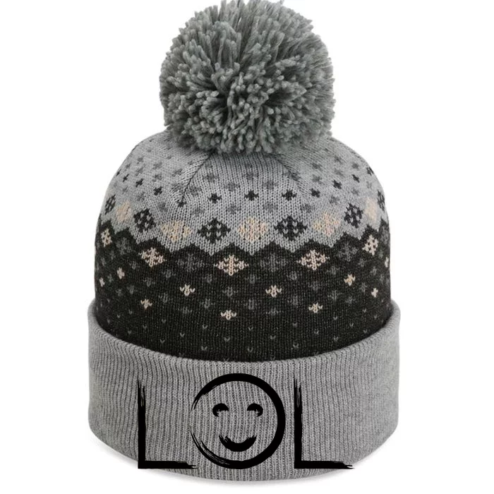 LOL Smiley Face Emoji The Baniff Cuffed Pom Beanie