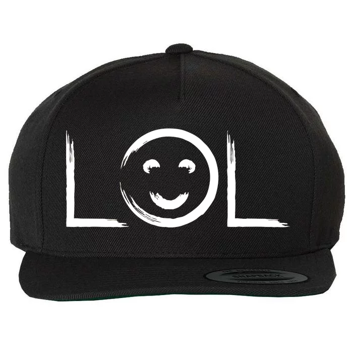 LOL Smiley Face Emoji Wool Snapback Cap