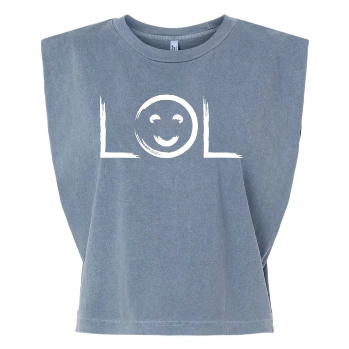 LOL Smiley Face Emoji Garment-Dyed Women's Muscle Tee