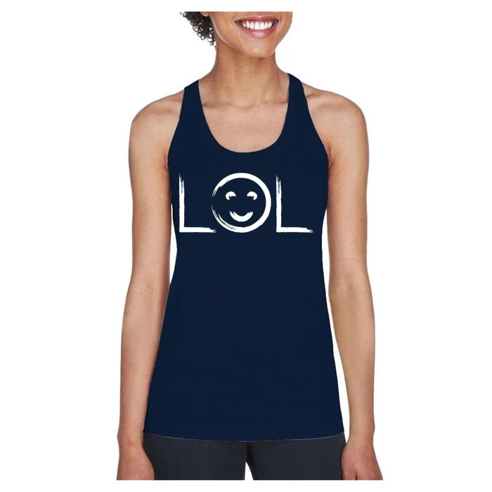 LOL Smiley Face Emoji Women's Racerback Tank