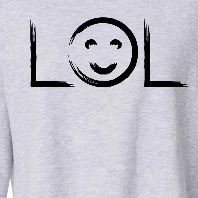 LOL Smiley Face Emoji Cropped Pullover Crew