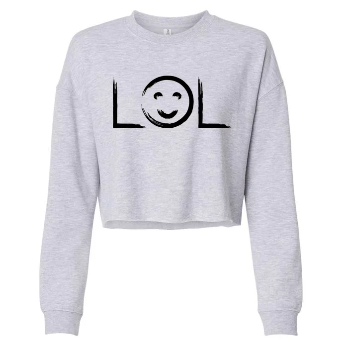 LOL Smiley Face Emoji Cropped Pullover Crew