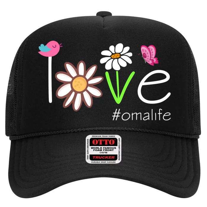 Love Oma Life Cute Matching Family High Crown Mesh Trucker Hat