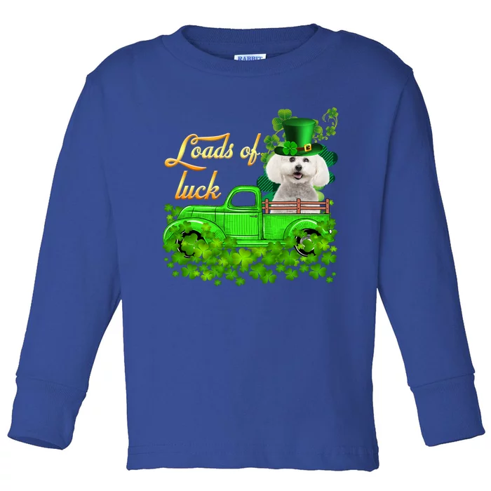 Loads Of Luck Truck Bichon Frise St Patrick's Day Cute Gift Toddler Long Sleeve Shirt