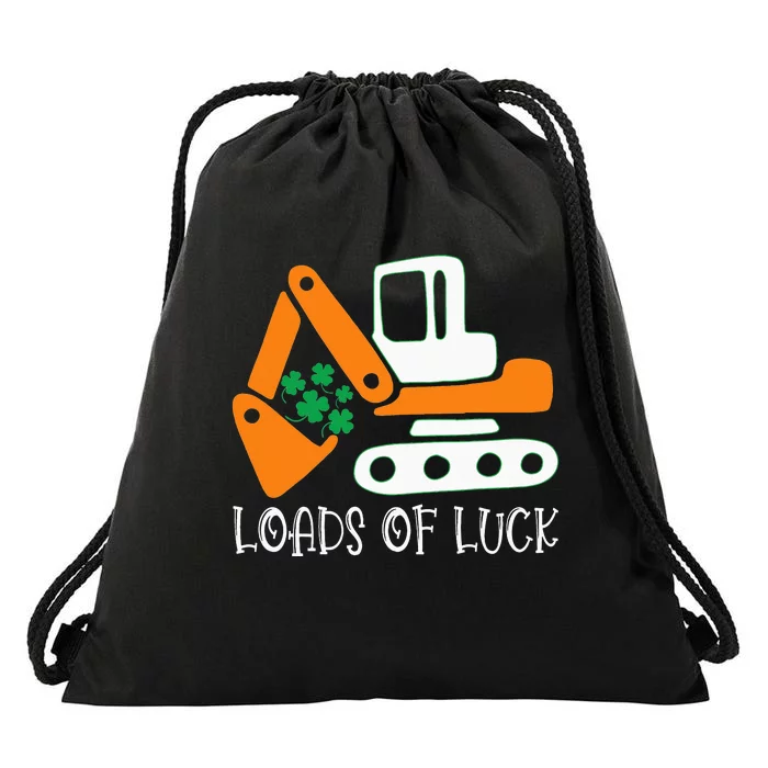 Loads Of Luck Excavator Digger St Patricks Day Drawstring Bag