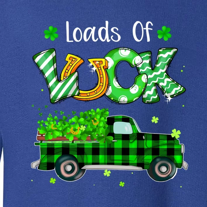 Loads Of Luck Truck Buffalo Plaid Shamrock St Patrick's Day Gift Toddler Sweatshirt